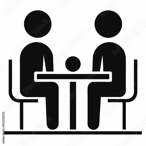 Simple Icon of Two People Sitting at a Table Together