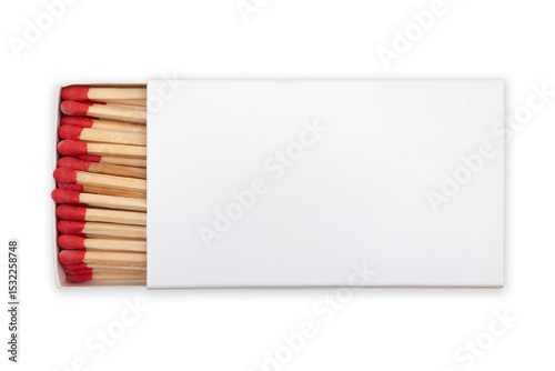 Canvas Print Top view of a white matchbox isolated on a clipped PNG transparent background