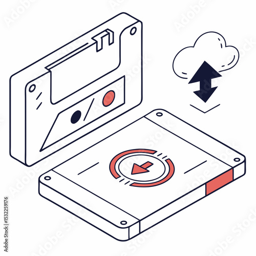 Backup File Vector | Generative AI and Linocut Silhouette Design Illustration