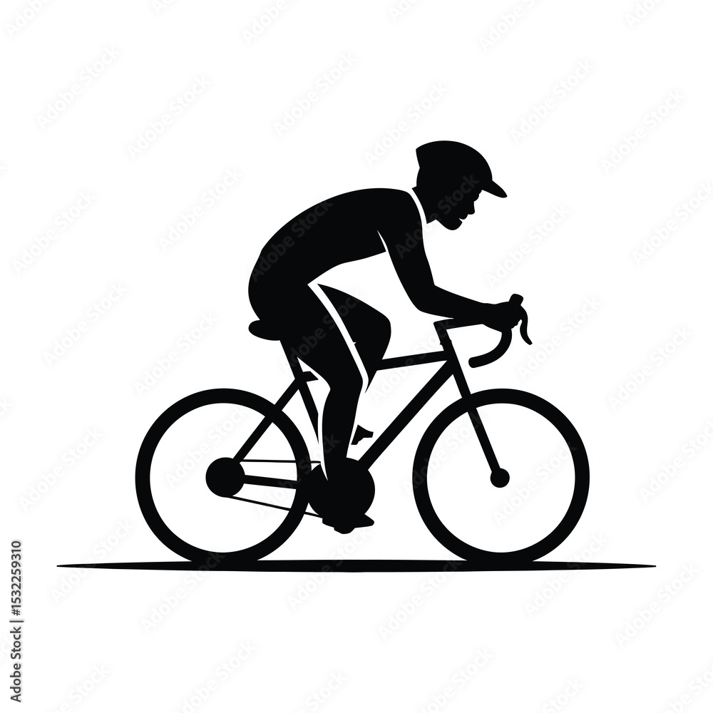 Fototapeta premium Silhouette of cyclist riding a bicycle