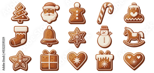 Assorted Christmas Gingerbread Cookies Collection