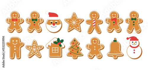 Adorable Christmas Gingerbread Cookies Collection Illustration