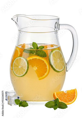 Refreshing Citrus Pitcher Drink with Lime and Orange Slices