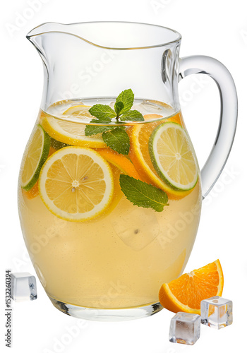 Refreshing Citrus Pitcher Drink with Ice and Mint