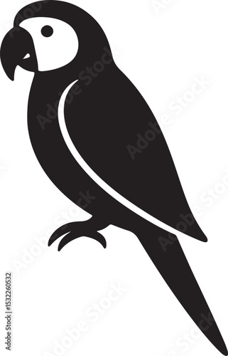 Minimalist Parrot Silhouette Bold Black and White Vector Illustration