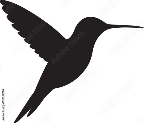 Grace in Flight  Minimalist Hummingbird Silhouette in Profile