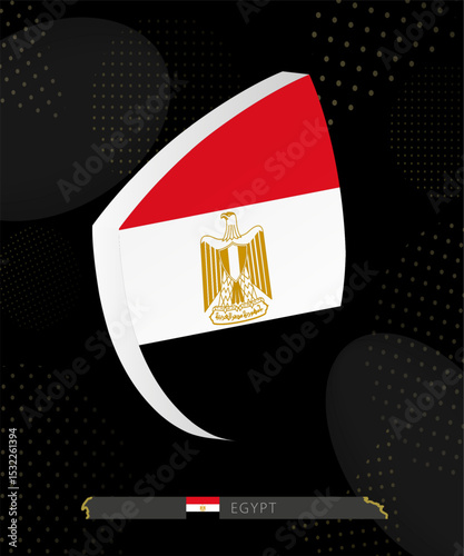 Egypt Flag Shield icon in 3D on Dark Modern Abstract Rugby Background.