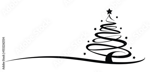Elegant Swirl Design Christmas Tree with Stars