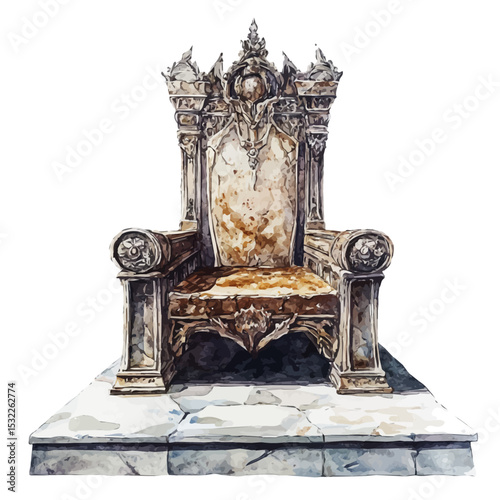 Throne Power, watercolor painting vector, isolated on a white background.