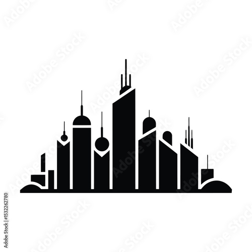 Modern city skyline silhouette illustration