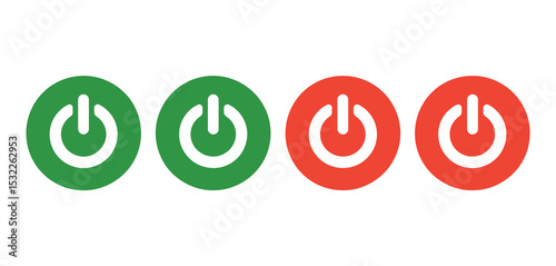 Green and Red Power Button Icons Set for On Off Switch