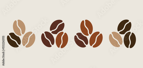 Coffee Bean Variations Brown Beige and Dark Roast
