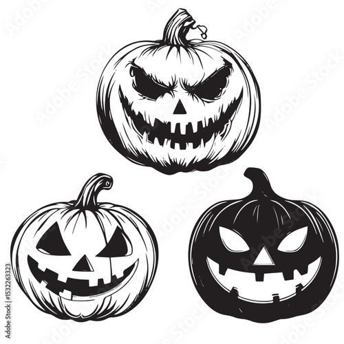 set of halloween pumpkins