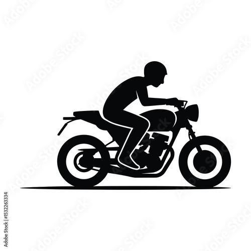Silhouette of rider on classic motorcycle