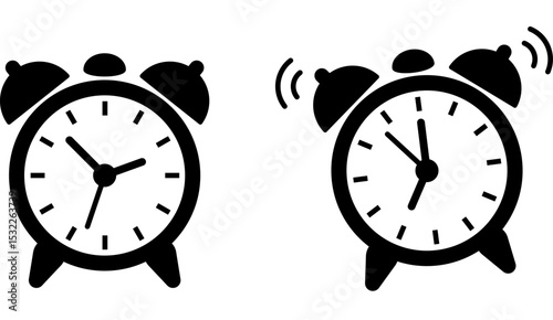 Alarm clock icon. Ringing Alarm Clock. Illustration of Wake-Up Time Alert Notification. Retro Wake Up Symbol for Time Management and Scheduling