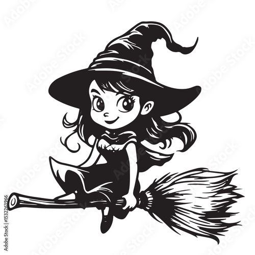 halloween witch with broom 
