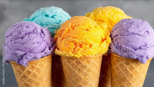 Vibrant Colorful Ice Cream Cones Assortment