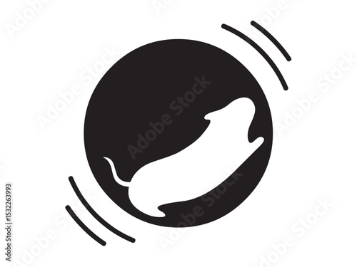 Vector isolated one single simple hamster running inside ball  colorless black symbol icon logo infographics glyph on a white background simple minimal graphic element