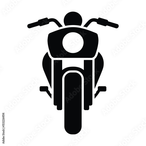 Front view motorcycle icon black silhouette