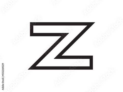 Vector isolated one single simple letter Z bold outline contour thick colorless black symbol icon logo infographics glyph on a white background simple minimal graphic element
