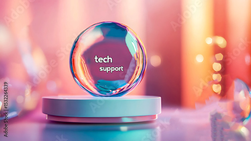 Crystal Tech Support Sphere Abstract Background with Pastel Colors and Bokeh Lights