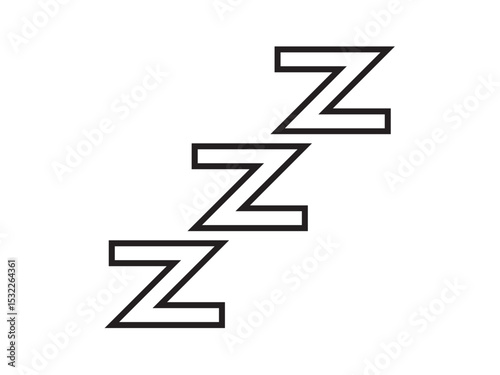 Vector isolated  ZZZ three 3 letters Z sleep sign colorless black symbol icon logo infographics glyph on a white background simple minimal graphic element