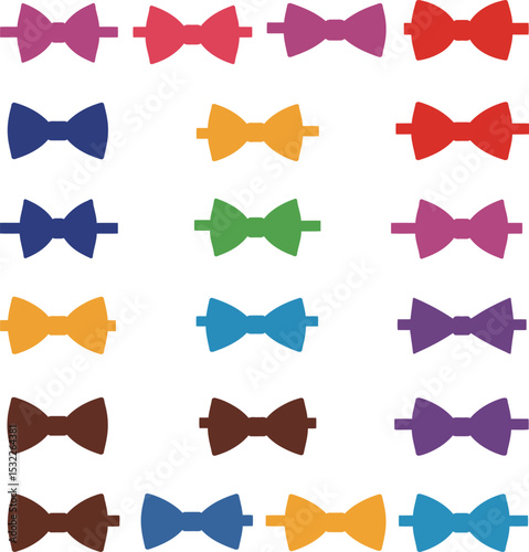 Seamless vector illustration pattern of colorful bow ties, ideal for fashion backgrounds, formal wear textiles, and elegant design projects.