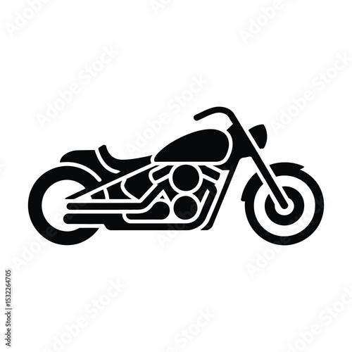 Black and white silhouette of a cruiser motorcycle