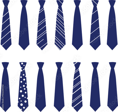Comprehensive vector illustration set of diverse necktie designs, perfect for fashion, business, formal wear, and apparel-related graphic projects.