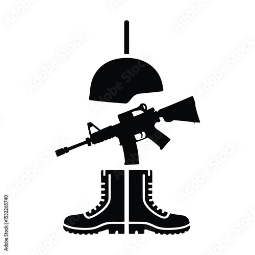 Fallen soldier silhouette memorial symbol