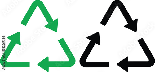 Recycle symbols. Recycling arrow icons. Reusing symbols. Recycling label. Recycling icon set. isolated on white background. reuse and reduce icons
