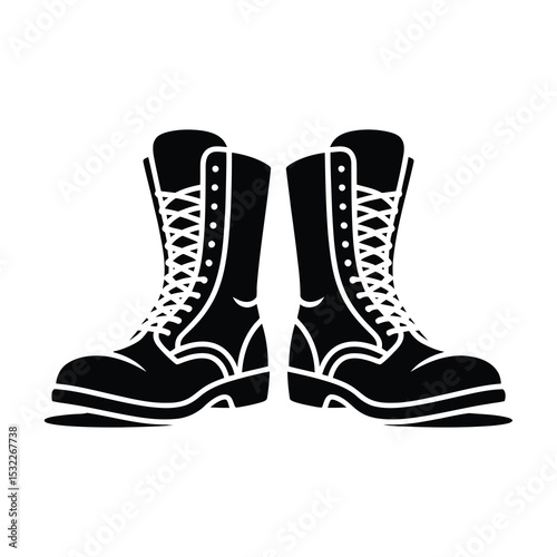 Pair of classic black leather combat boots