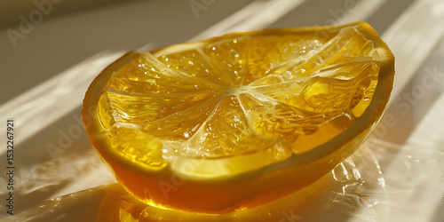 Sunlit Lemon Slice with Delicate Shadows

