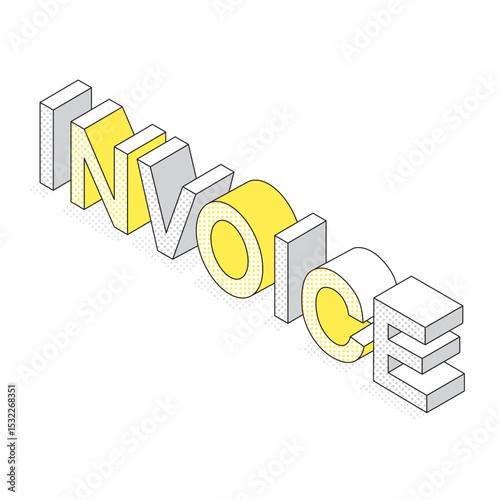 インボイスの文字イラスト（アイソメ）