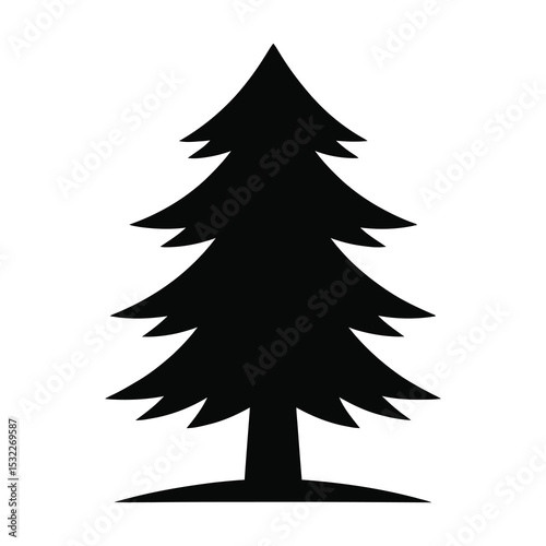 Simple black silhouette of a pine tree