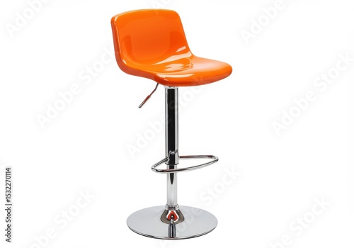 Orange bar stool with chrome base on white background