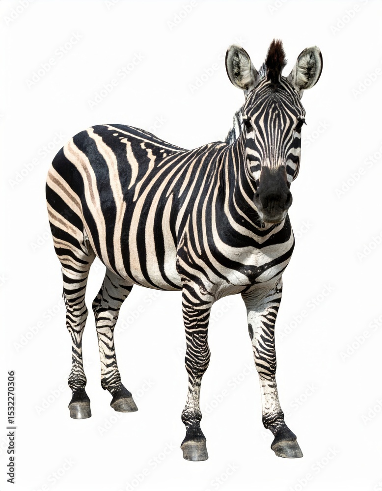 Obraz premium African zebra over white background, no shadow
