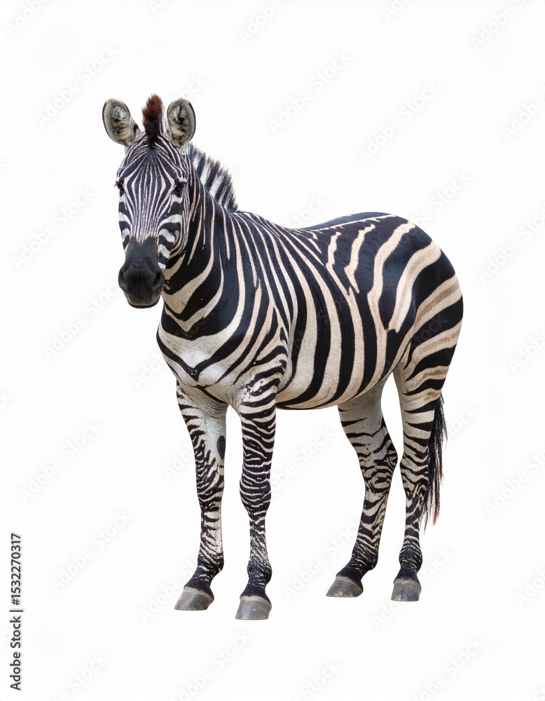 Obraz premium African zebra over white background, no shadow