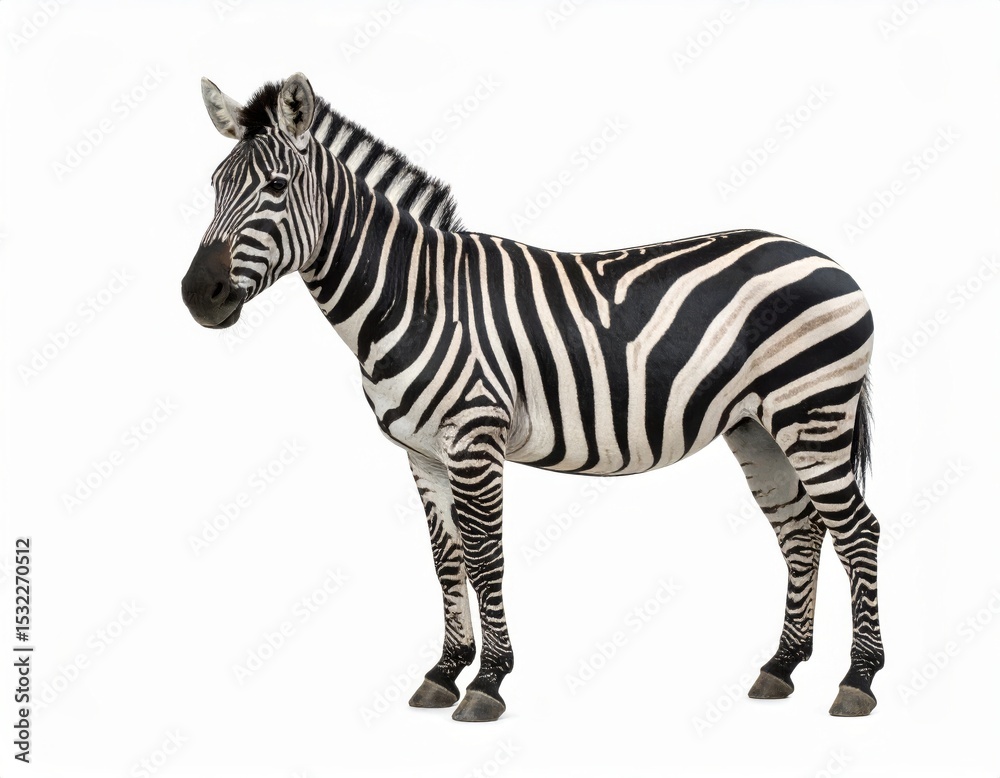 Obraz premium African zebra over white background, no shadow