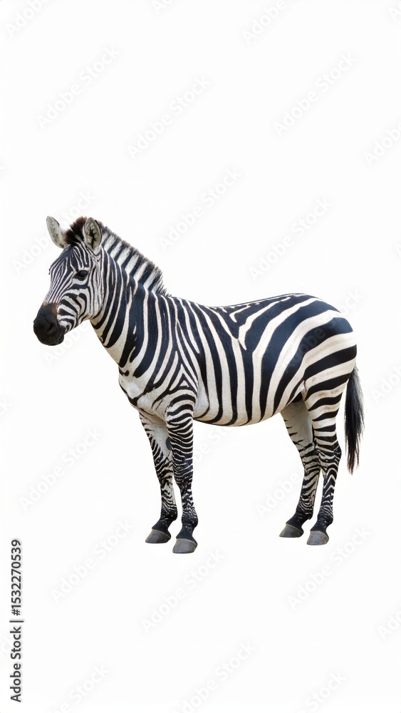 Naklejka premium African zebra over white background, no shadow