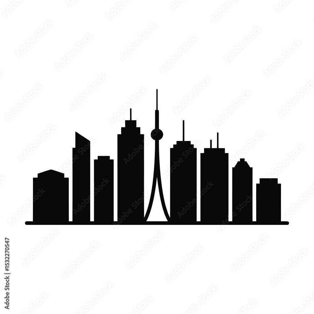 Fototapeta premium Simple black city skyline silhouette illustration