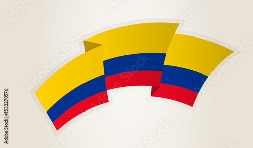 Photos Colombia Flag in Abstract Ribbon Shape, National Symbol of the Colombia