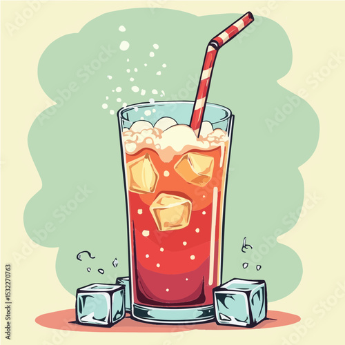 glass of cola with ice