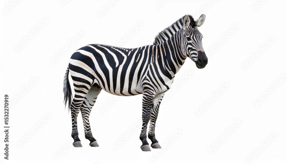 Fototapeta premium African zebra over white background, no shadow