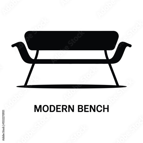 Modern minimalist bench silhouette illustration