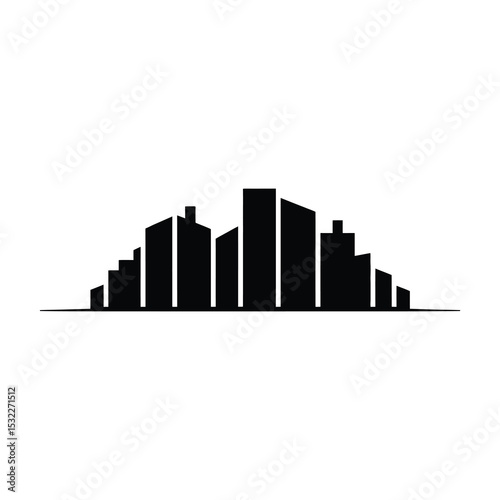 Simple black city skyline silhouette illustration