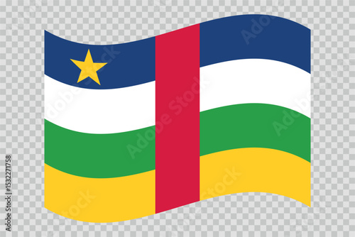 Flag of Central African Republic. CAR national symbol in official colors. Template icon. Vector background.