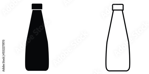Icon of a condiment bottle in black and white designs showcasing simplicity and modernity in product representation