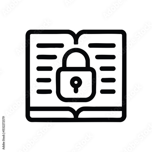 Immutable Ledger Lock Outline Icon Vector