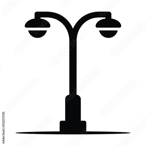 Double armed street lamp post icon illustration